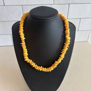 Vtg Yellow Hawaiian Puka Shell Necklace – Natural Shell Beads, Beachy Surf Boho